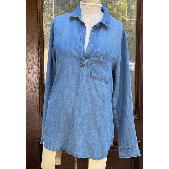 Cloth & Stone 100% Lyocell Chambray Collared "Denim" Long Sleeve Shirt - M - Picture 7 of 8